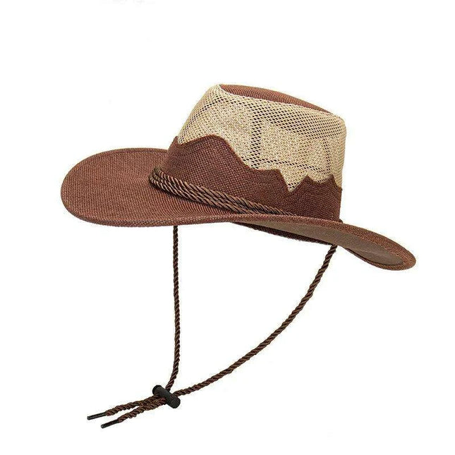 Men's Versatile Adjustable Straw Cowboy Hat for Beach and Outdoor Fun