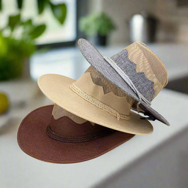 Men's Versatile Adjustable Straw Cowboy Hat for Beach and Outdoor Fun