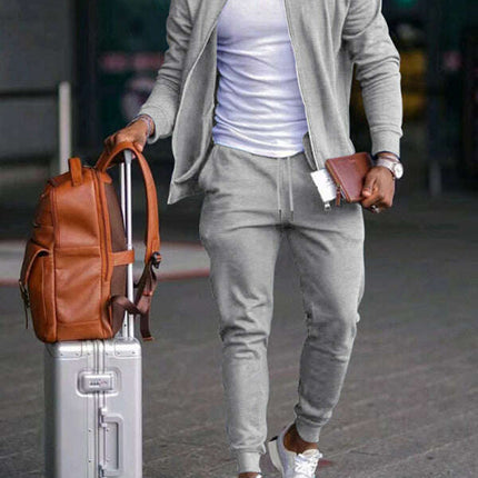 Men's new casual solid color baseball collar jacket suit - Très Elite