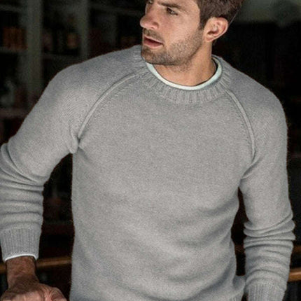 Men's round neck slim fit tops and sweaters