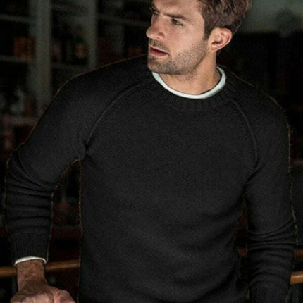 Men's round neck slim fit tops and sweaters