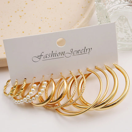 Metal earrings square geometric earrings retro earrings earrings set 6 pieces - Très Elite