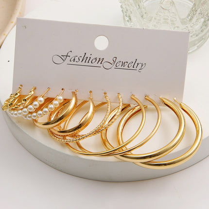 Metal earrings square geometric earrings retro earrings earrings set 6 pieces - Très Elite