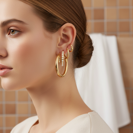 Metal earrings square geometric earrings retro earrings earrings set 6 pieces - Très Elite