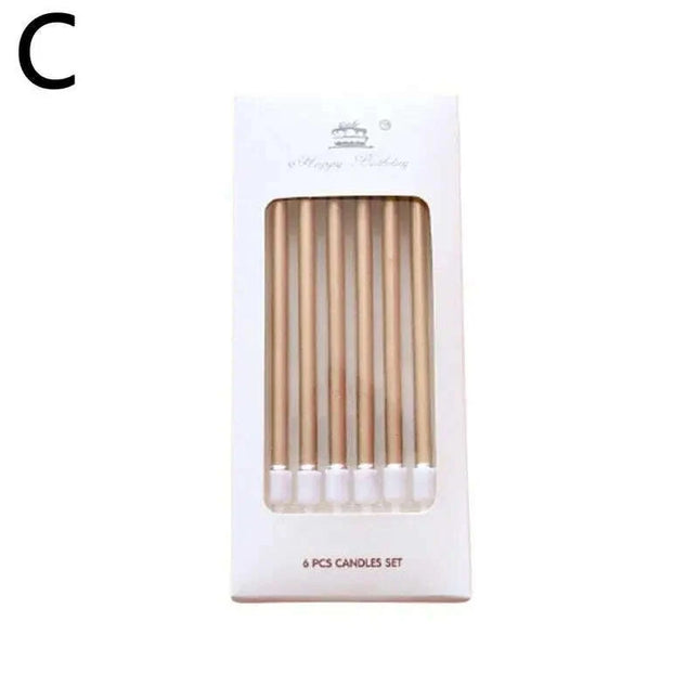 Metallic Birthday Candle Set - 6pcs Chrome Gold & Silver Cake Decorations for Weddings and Baby Showers