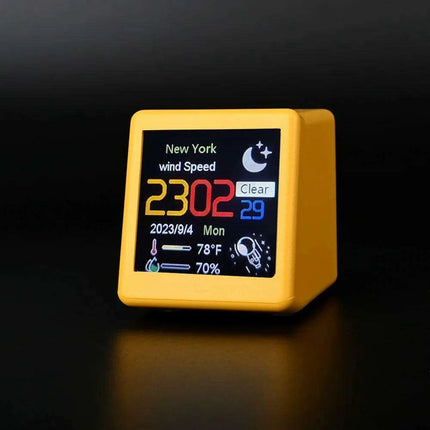 Mini Smart WiFi Weather Station Clock with Customizable GIFs and Digital Photo Album for Home Office Decor - Très Elite