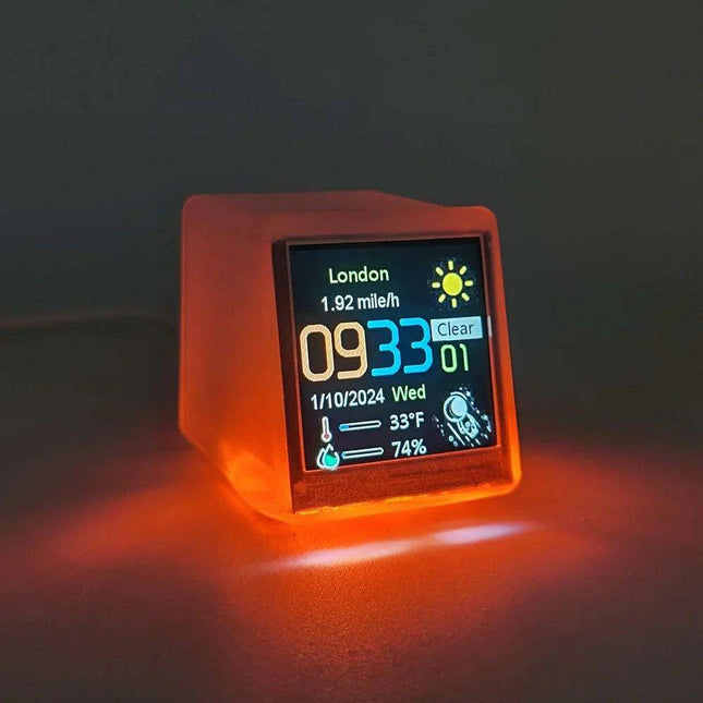Mini Smart WiFi Weather Station Clock with Customizable GIFs and Digital Photo Album for Home Office Decor