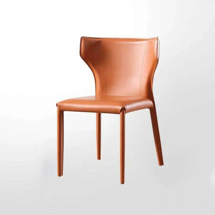 Minimalist Scandinavian Saddle Leather Dining Chair..