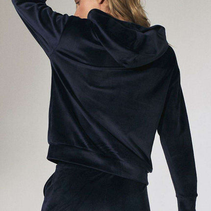 Mint Green Velour Hooded Sweatshirt with High Neck - Très Elite