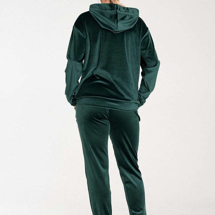 Mint Green Velour Hooded Sweatshirt with High Neck - Très Elite
