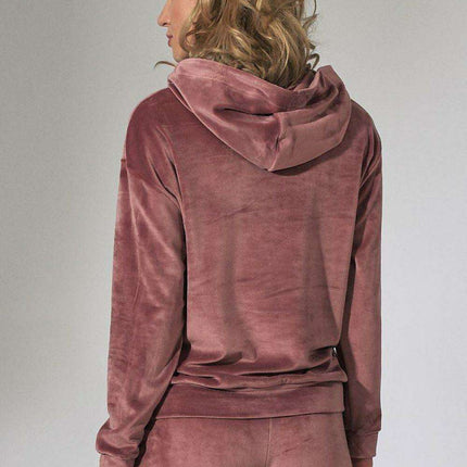 Mint Green Velour Hooded Sweatshirt with High Neck - Très Elite
