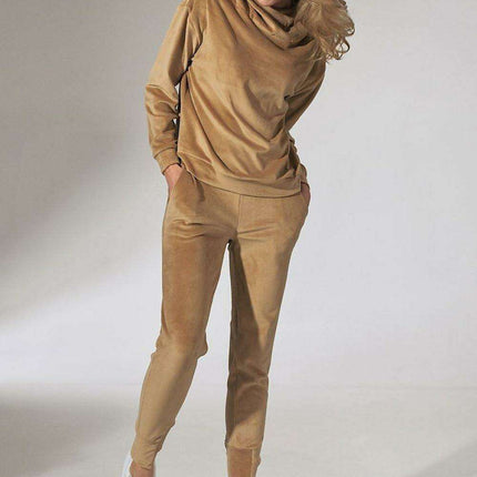 Mint Green Velour Hooded Sweatshirt with High Neck - Très Elite