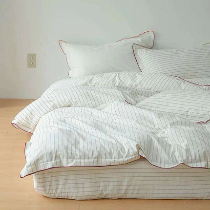Mint Green Washed Cotton 4-Piece Bedding Set - Chic Duvet Cover for Dorm Rooms and Student Living - Très Elite