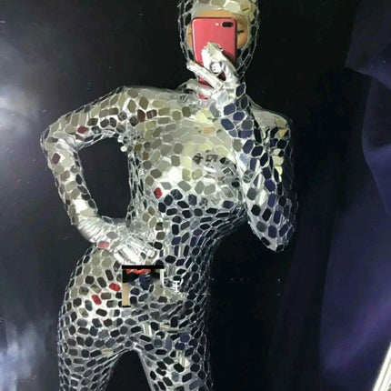 Mirror Marvel Jumpsuit: Dazzling Costume for Gogo and Jazz Dance Performers
