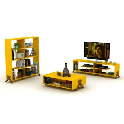 Modern 57-Inch Walnut TV Console with Open Storage and Retro Legs - Très Elite