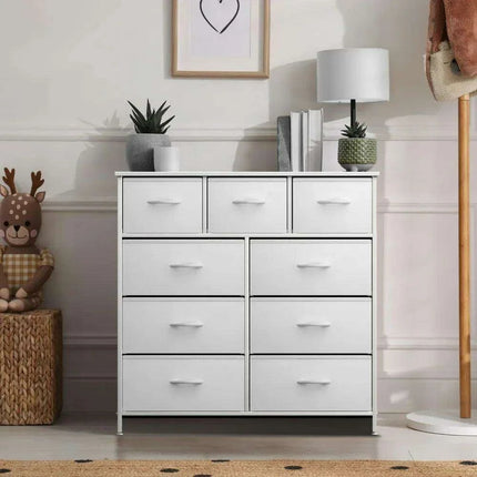 Modern 9-Drawer Dresser with Steel Frame and Wood Top - Stylish Storage Solution - Très Elite