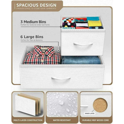 Modern 9-Drawer Dresser with Steel Frame and Wood Top - Stylish Storage Solution - Très Elite