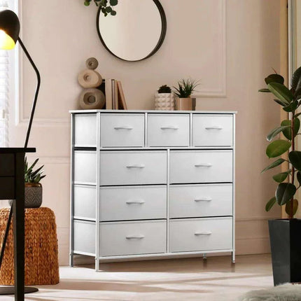 Modern 9-Drawer Dresser with Steel Frame and Wood Top - Stylish Storage Solution - Très Elite