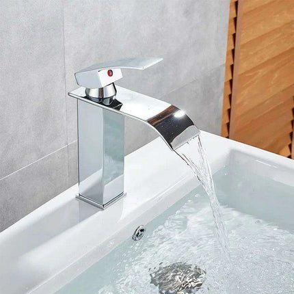 Modern Black Waterfall Faucet with Chrome Accents for Stylish Bathrooms - Très Elite