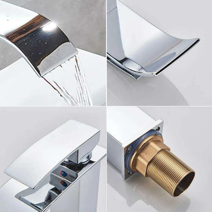 Modern Black Waterfall Faucet with Chrome Accents for Stylish Bathrooms - Très Elite