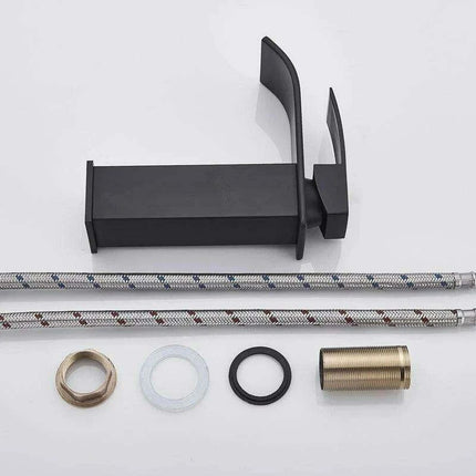 Modern Black Waterfall Faucet with Chrome Accents for Stylish Bathrooms - Très Elite