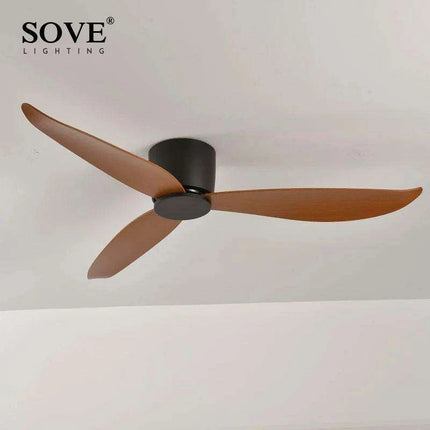 Modern Black and White Remote-Controlled Low Profile Ceiling Fan - 30W DC Motor - No Light - Sleek Design - 220V - Très Elite