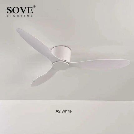 Modern Black and White Remote-Controlled Low Profile Ceiling Fan - 30W DC Motor - No Light - Sleek Design - 220V - Très Elite