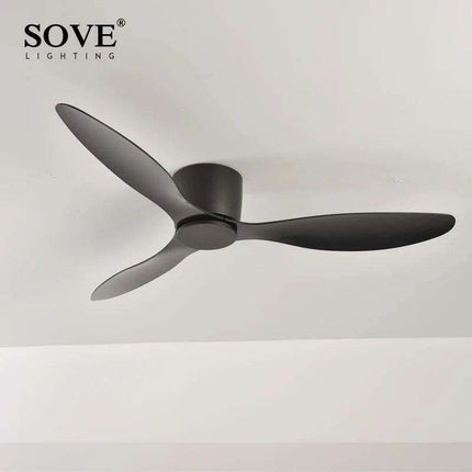 Modern Black and White Remote-Controlled Low Profile Ceiling Fan - 30W DC Motor - No Light - Sleek Design - 220V - Très Elite