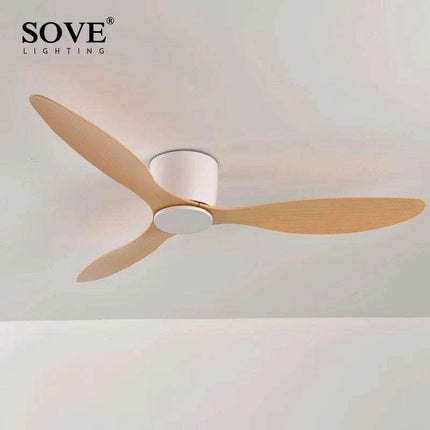 Modern Black and White Remote-Controlled Low Profile Ceiling Fan - 30W DC Motor - No Light - Sleek Design - 220V - Très Elite
