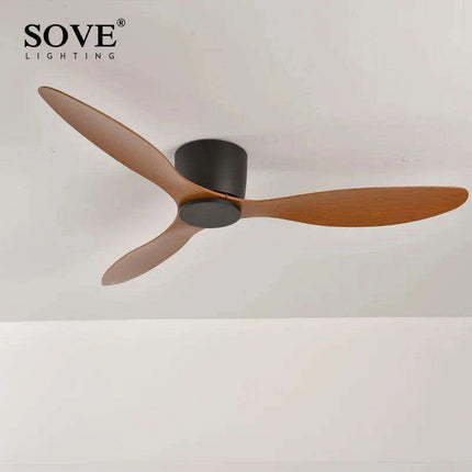 Modern Black and White Remote-Controlled Low Profile Ceiling Fan - 30W DC Motor - No Light - Sleek Design - 220V - Très Elite