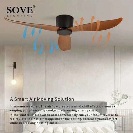 Modern Black and White Remote-Controlled Low Profile Ceiling Fan - 30W DC Motor - No Light - Sleek Design - 220V - Très Elite