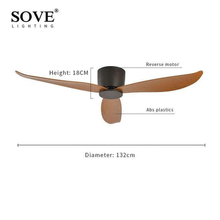 Modern Black and White Remote-Controlled Low Profile Ceiling Fan - 30W DC Motor - No Light - Sleek Design - 220V - Très Elite