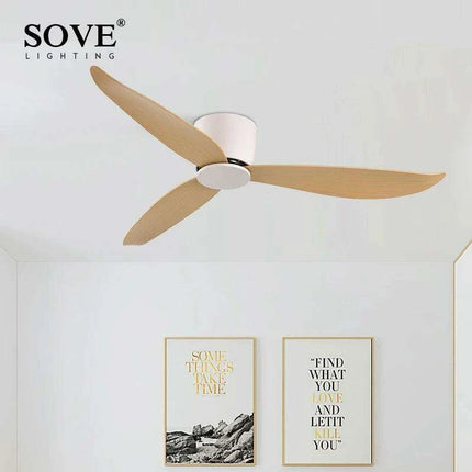 Modern Black and White Remote-Controlled Low Profile Ceiling Fan - 30W DC Motor - No Light - Sleek Design - 220V - Très Elite