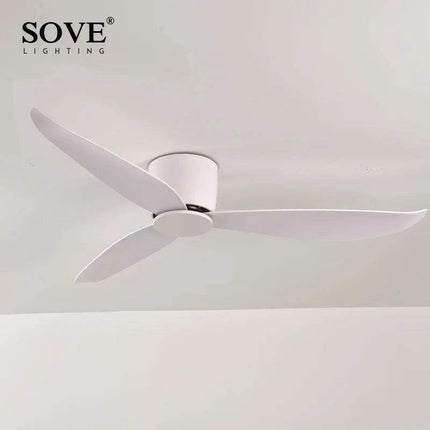 Modern Black and White Remote-Controlled Low Profile Ceiling Fan - 30W DC Motor - No Light - Sleek Design - 220V - Très Elite