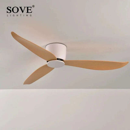 Modern Black and White Remote-Controlled Low Profile Ceiling Fan - 30W DC Motor - No Light - Sleek Design - 220V - Très Elite