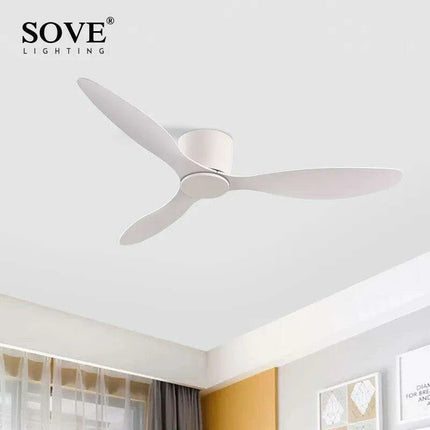 Modern Black and White Remote-Controlled Low Profile Ceiling Fan - 30W DC Motor - No Light - Sleek Design - 220V - Très Elite