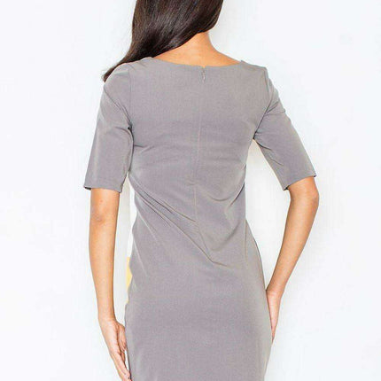 Modern Chic Geometric Day Dress with Stylish Zip Closure - Très Elite