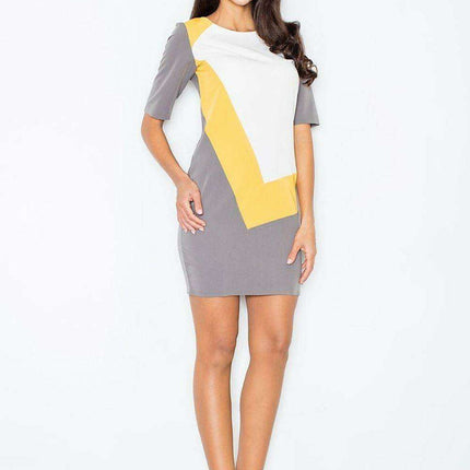 Modern Chic Geometric Day Dress with Stylish Zip Closure - Très Elite