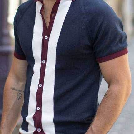 Modern Color Block Short Sleeve Shirt for Men - Trendy & Comfortable - Très Elite