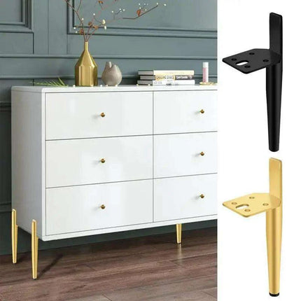 Modern Gold and Black Steel Adjustable Furniture Legs - Set of 4 with Rubber Feet - Très Elite