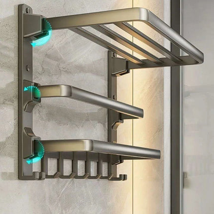 Modern Gunmetal Gray Space Aluminum Triple Fold Towel Rack - Très Elite