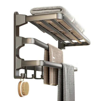 Modern Gunmetal Gray Space Aluminum Triple Fold Towel Rack - Très Elite