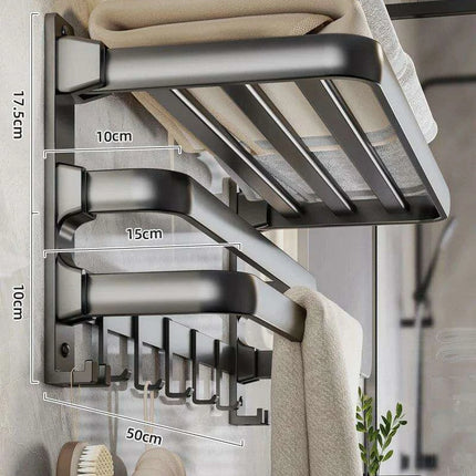 Modern Gunmetal Gray Space Aluminum Triple Fold Towel Rack- Très Elite- Très Elite