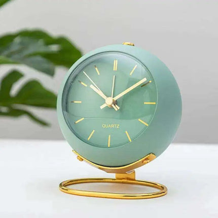 Modern Metal Frame Analog Alarm Clock with Soft Night Light – Chic Home Accent & Perfect Gift..
