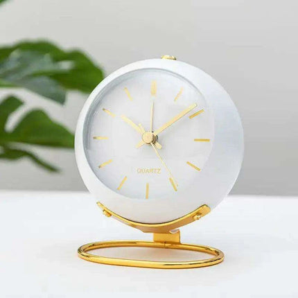 Modern Metal Frame Analog Alarm Clock with Soft Night Light – Chic Home Accent & Perfect Gift..