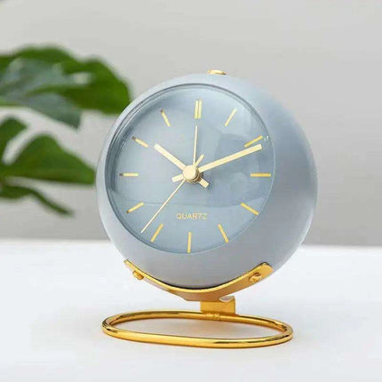 Modern Metal Frame Analog Alarm Clock with Soft Night Light – Chic Home Accent & Perfect Gift..