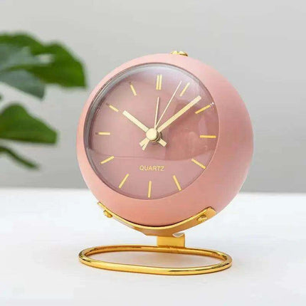 Modern Metal Frame Analog Alarm Clock with Soft Night Light – Chic Home Accent & Perfect Gift..