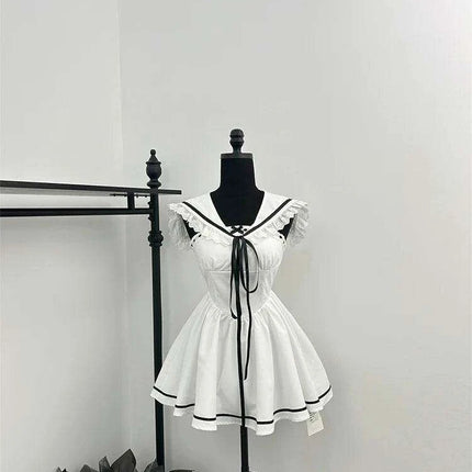 Modern Mori Aesthetic Lace Mini Dress with Elegant Shawl for Y2K Style