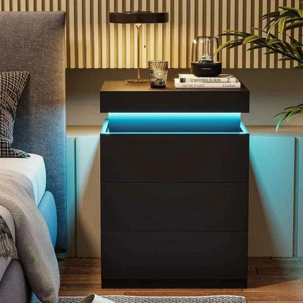 Modern Smart LED Nightstand with Customizable Ambiance and Integrated Charging Station - Très Elite