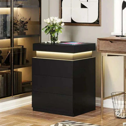 Modern Smart LED Nightstand with Customizable Ambiance and Integrated Charging Station - Très Elite